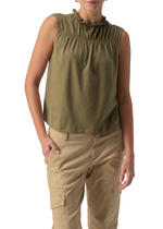 Sanctuary Sleeveless Shirred Top - Burnt Olive ***FINAL SALE***-Hand In Pocket