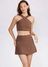 Cream Yoga Evelyn Skort- Mocha-Hand In Pocket