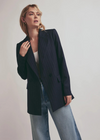 Favorite Daughter The Favorite Blazer- Navy Pinstripe-Hand In Pocket