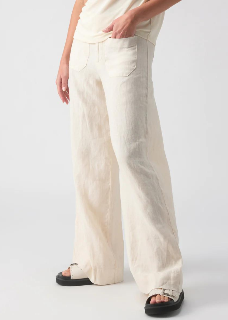 Sanctuary The Linen Marine Wide Leg-Birch ***FINAL SALE***-Hand In Pocket