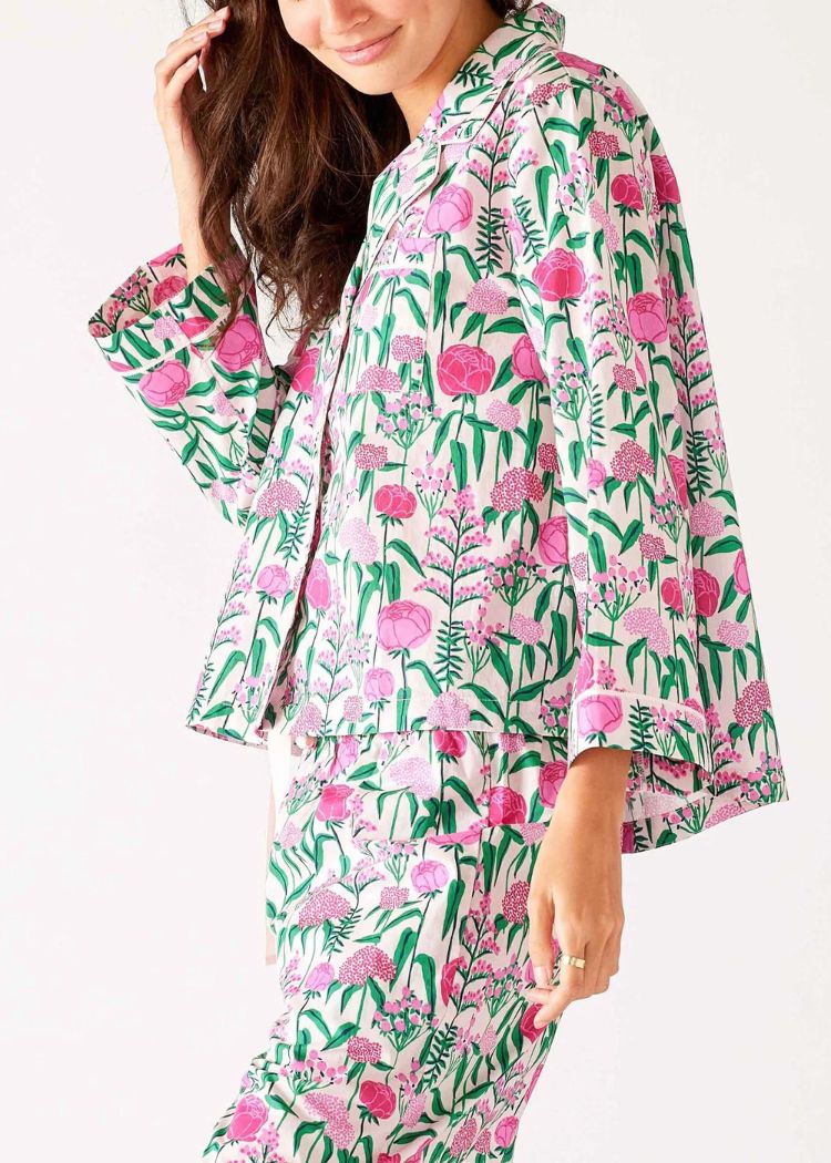 Mersea Over The Cotton Moon PJ Set- Peony Party-Hand In Pocket