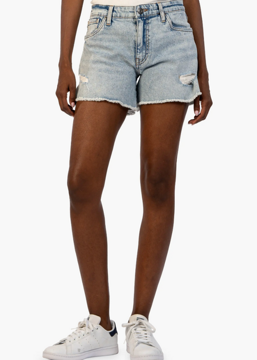 Kut Jane High Rise Shorts w/Frayed Hem- Alight ***FINAL SALE***-Hand In Pocket