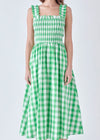 Alice Check Print Midi Dress- Green ***FINAL SALE***-Hand In Pocket