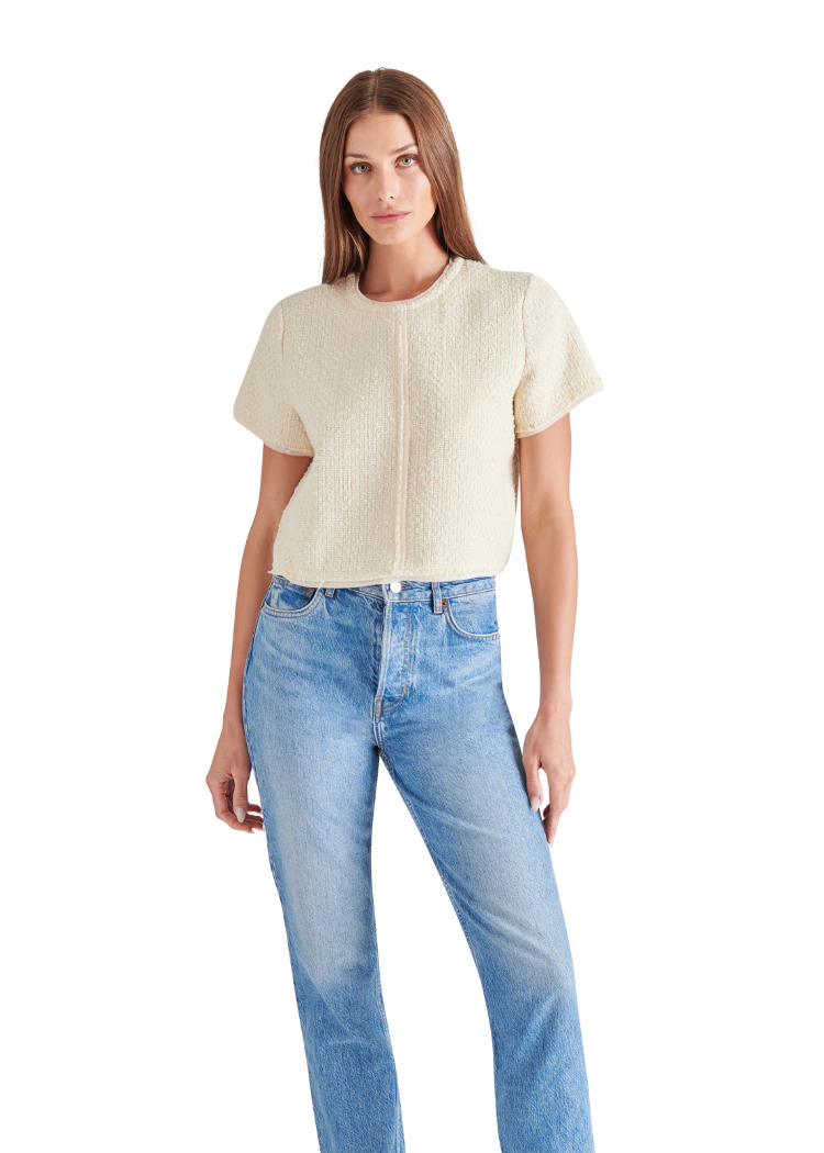 Steve Madden Addie Top- White-Hand In Pocket