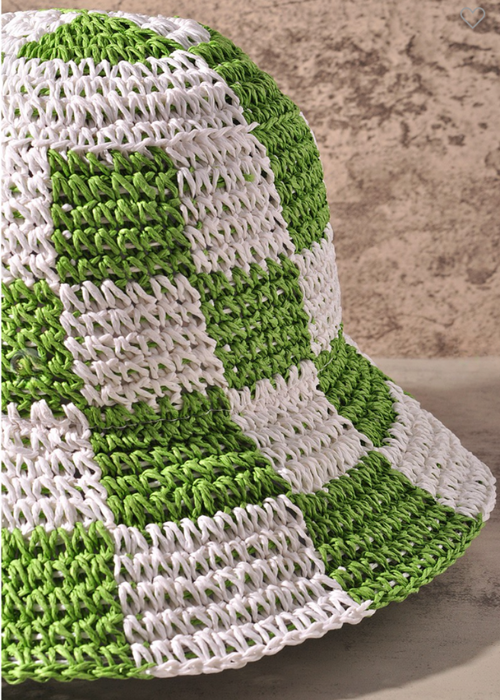 Checker Weave Bucket Hat-Green ***FINAL SALE***-Hand In Pocket