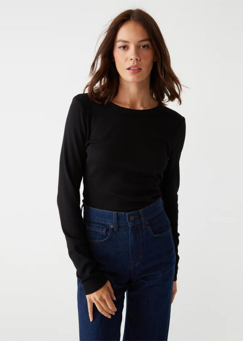 Zola Long Sleeve Crew Tee -Black-Hand In Pocket