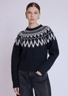 Berenice Alban Jacquard Round Neck Sweater-Hand In Pocket