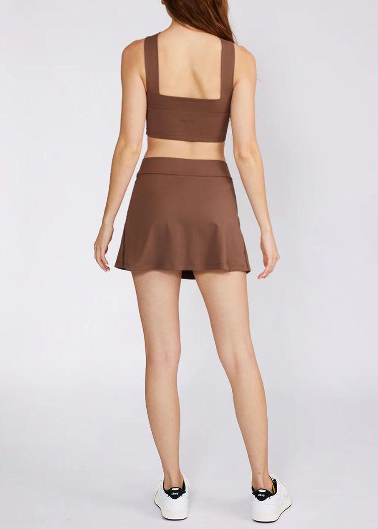 Cream Yoga Evelyn Skort- Mocha-Hand In Pocket