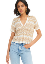 Allison Chevron Knit Pullover- Sand-Hand In Pocket