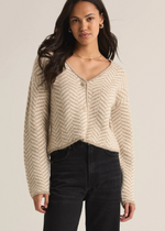 Z Supply Naomi Herringbone Cardigan-Sea Salt-Hand In Pocket