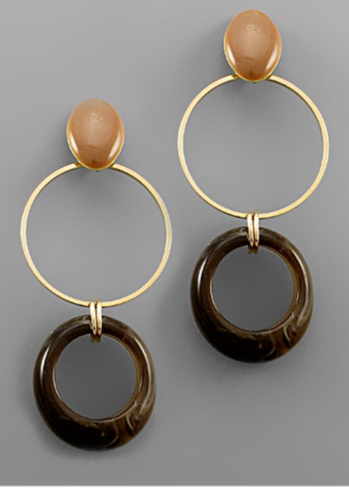 Kaylin Ring Dangle Earring- Brown-Hand In Pocket