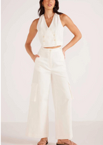 MINKPINK Lottie Cargo Pants - White ***FINAL SALE***-Hand In Pocket