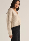 Z Supply Naomi Herringbone Cardigan-Sea Salt-Hand In Pocket