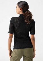 Sanctuary S/S Lace Mock- Black-Hand In Pocket