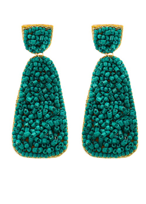 Lei Beaded Drop Earrings-Teal-Hand In Pocket