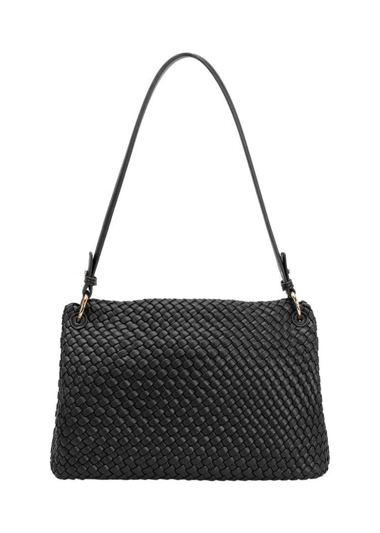 Natalia Black Shoulder Bag- Black-Hand In Pocket