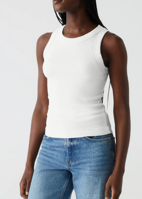 Gina Wide Binding Crop Tank - Chalk-Hand In Pocket