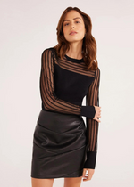 MINKPINK Kenzie Knit Top- Black-Hand In Pocket