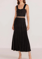 MINKPINK Celia Lurex Stripe Crop Top and skirt Set - Black Champagne-Hand In Pocket