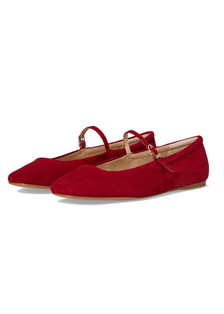 Dolce Vita Reyes Ballet Flat- Crimson Suede-Hand In Pocket