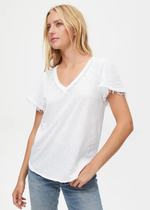 Michael Stars Tate Fabric Mix Tee-White ***FINAL SALE***-Hand In Pocket