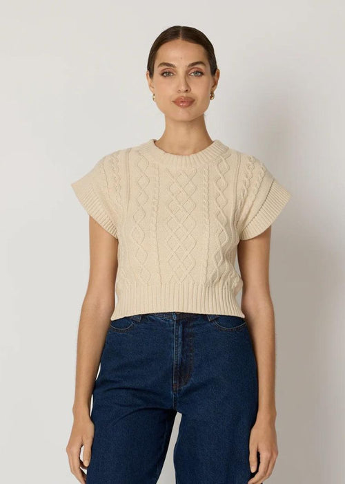 Cleobella GiGi Sweater Vest- Cream-Hand In Pocket