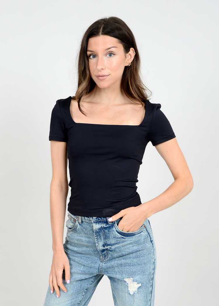 RD Style Stacy S/S Top - Black-Hand In Pocket