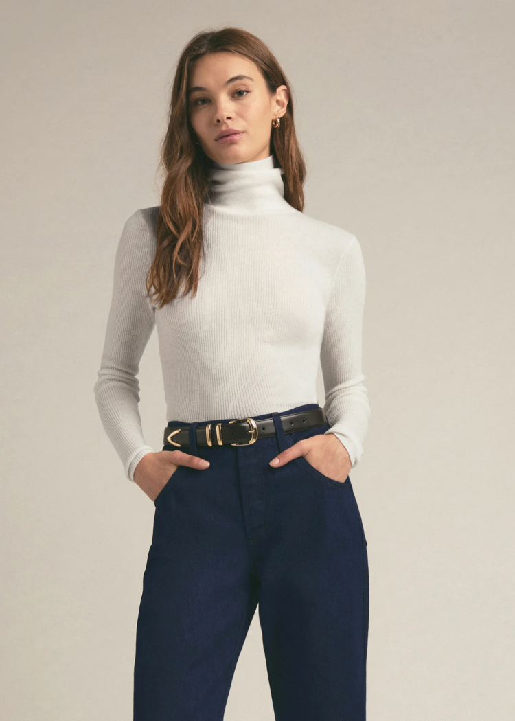 Favorite Daughter The Amelia L/S Top- Ivory-Hand In Pocket