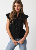 Miranda Flutter Sleeve Top- Black ***FINAL SALE***-Hand In Pocket