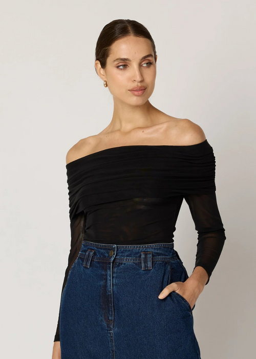 Cleobella Penelope Mesh Top- Black-Hand In Pocket