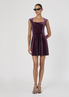 French Connection Square Neck Velvet Dress- Burgandy-Hand In Pocket