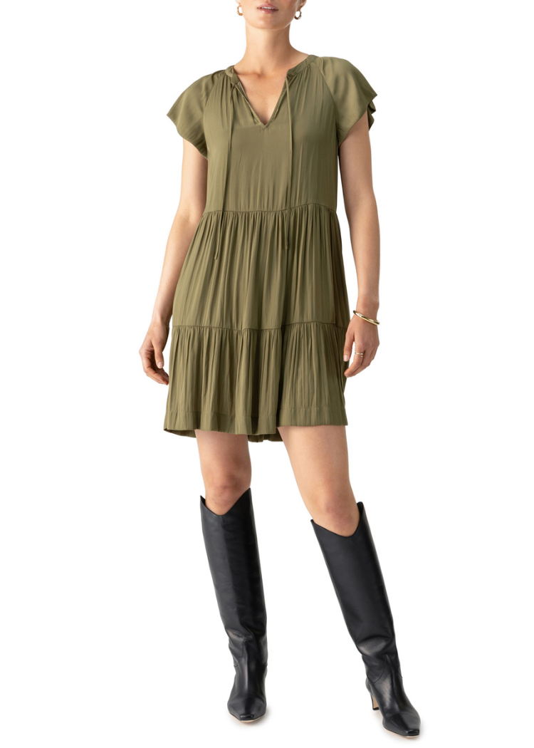 Sanctuary Modern Babydoll Dress- Burnt Olive ***FINAL SALE***-Hand In Pocket