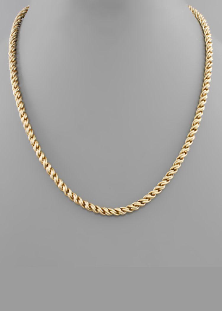 Alexis Gold Chain Link Necklace-Hand In Pocket