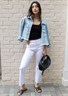 Kendall Cropped Denim Wash Jacket ***FINAL SALE***-Hand In Pocket