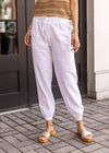 Bobi Drawstring Jogger with Pockets- White ***FINAL SALE***-Hand In Pocket