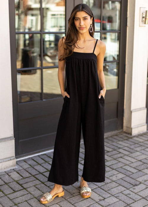 Bobi Square Neck Cami Wide Leg Jumpsuit ***FINAL SALE***-Hand In Pocket