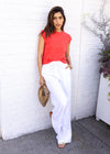 RD Style Sam Pull On Pants - White ***FINAL SALE***-Hand In Pocket