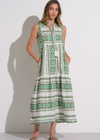 Elan Stacy Embroidered Maxi Dress- White Green-Hand In Pocket