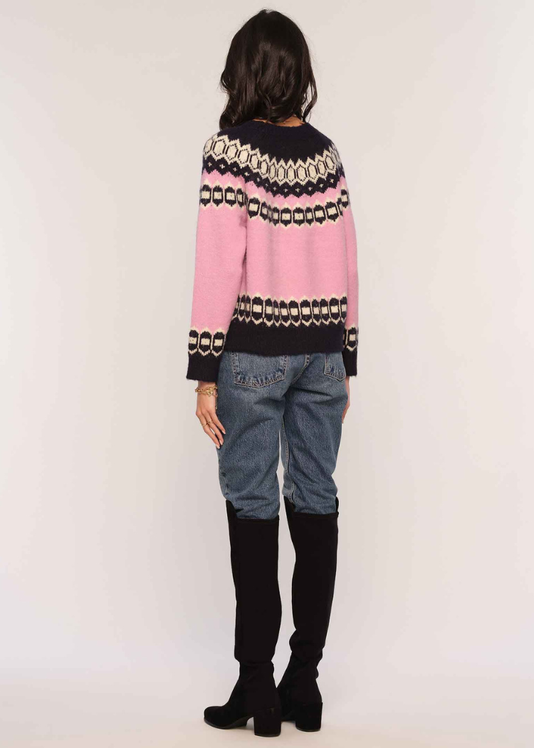 Heartloom Edith Sweater- Peony-Hand In Pocket