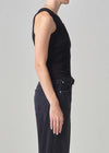 Citizens of Humanity Isabel Rib Tank- Black-Hand In Pocket