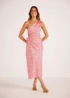 MINKPINK Alina One Shoulder Midi Dress - Pink Floral ***FINAL SALE***-Hand In Pocket