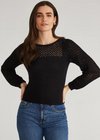 525 Brigid Puff Sleeve Mesh Pullover- Black-Hand In Pocket