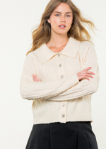 THML Pearl Cardigan- Creme-Hand In Pocket