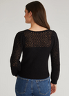 525 Brigid Puff Sleeve Mesh Pullover- Black-Hand In Pocket