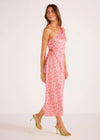 MINKPINK Alina One Shoulder Midi Dress - Pink Floral ***FINAL SALE***-Hand In Pocket