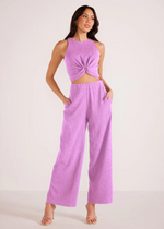 Mink Pink Unity Ring Textured Tank w/ Pant Set - Lilac-Hand In Pocket