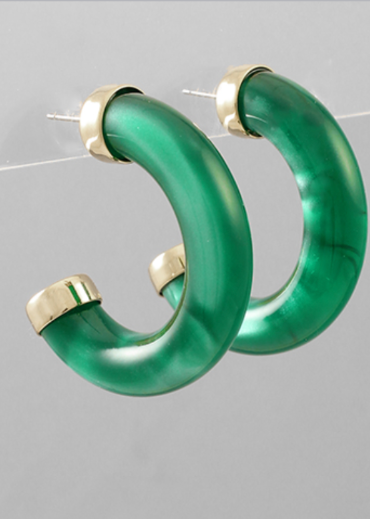 Kapena Capped Hoops-Green-Hand In Pocket