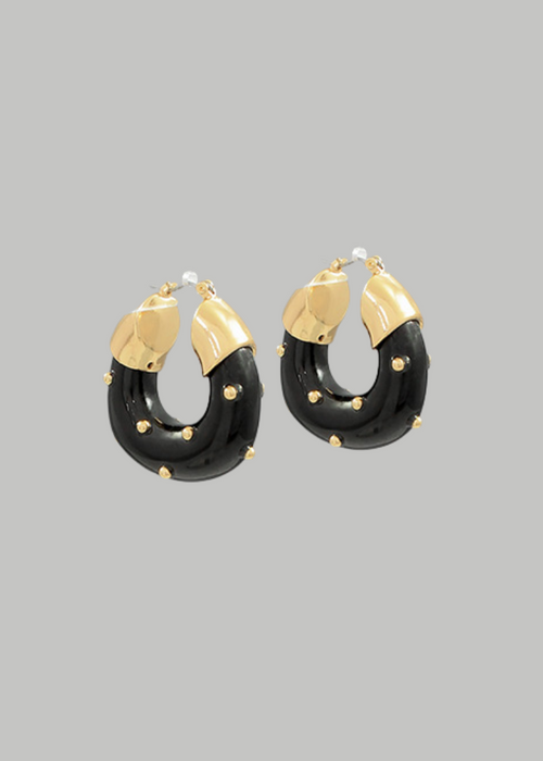 Alina Studded Poly Hoops-Black-Hand In Pocket