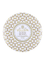 Voluspa 3 Wick Tin Candle- Suede Blanc-Hand In Pocket