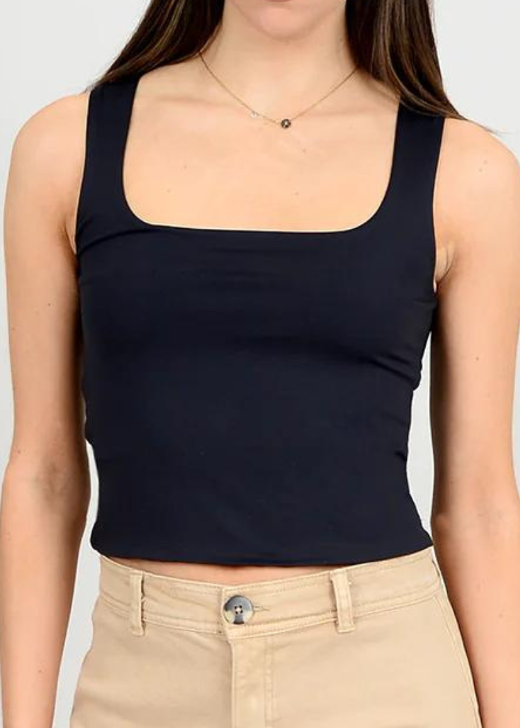 RD Style Mariana Uneck Tank - Black-Hand In Pocket